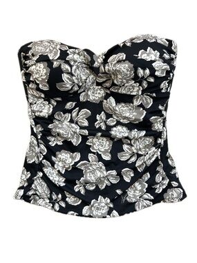 Merona Black Floral Bandeau Tankini Top NWT Size M
